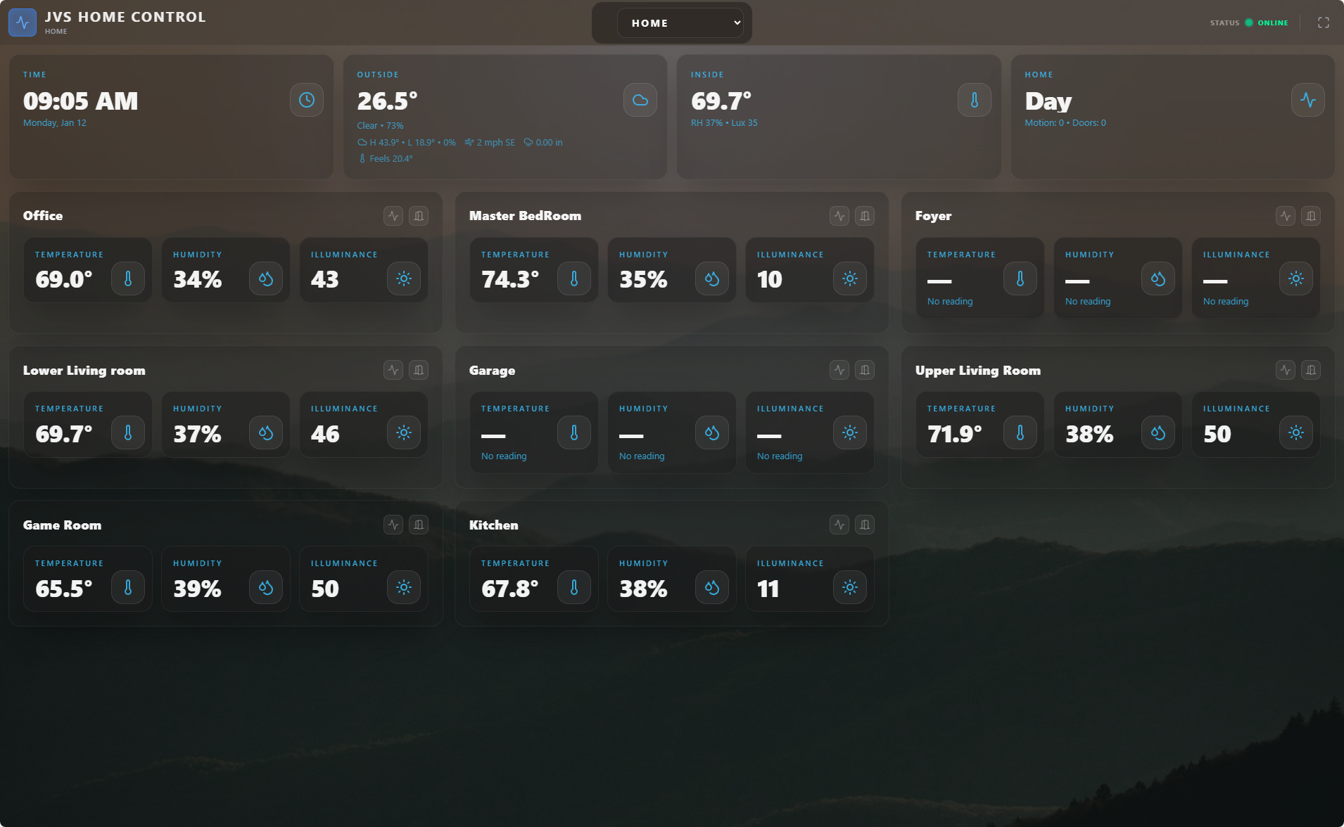 Dark theme for low-light rooms